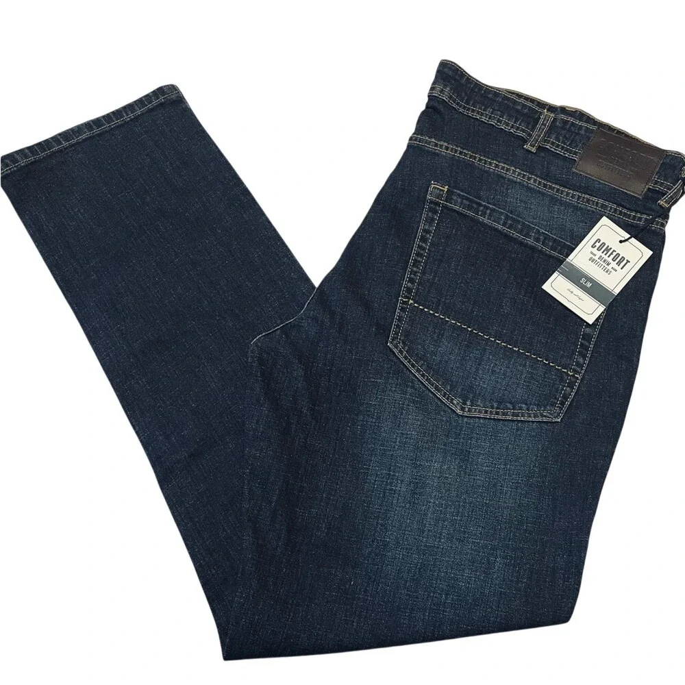 Comfort Denim Outfitters Mens‎ Slim Fit Jeans Dark Wash Indigo Blue 38x32 NWT
